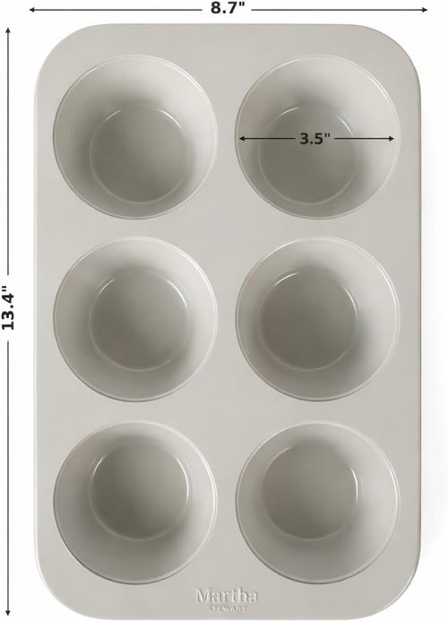 Martha Stewart Gallen 6-Cup Muffin Pan - Nonstick Carbon Steel Bakeware for Easy Release & Even Baking