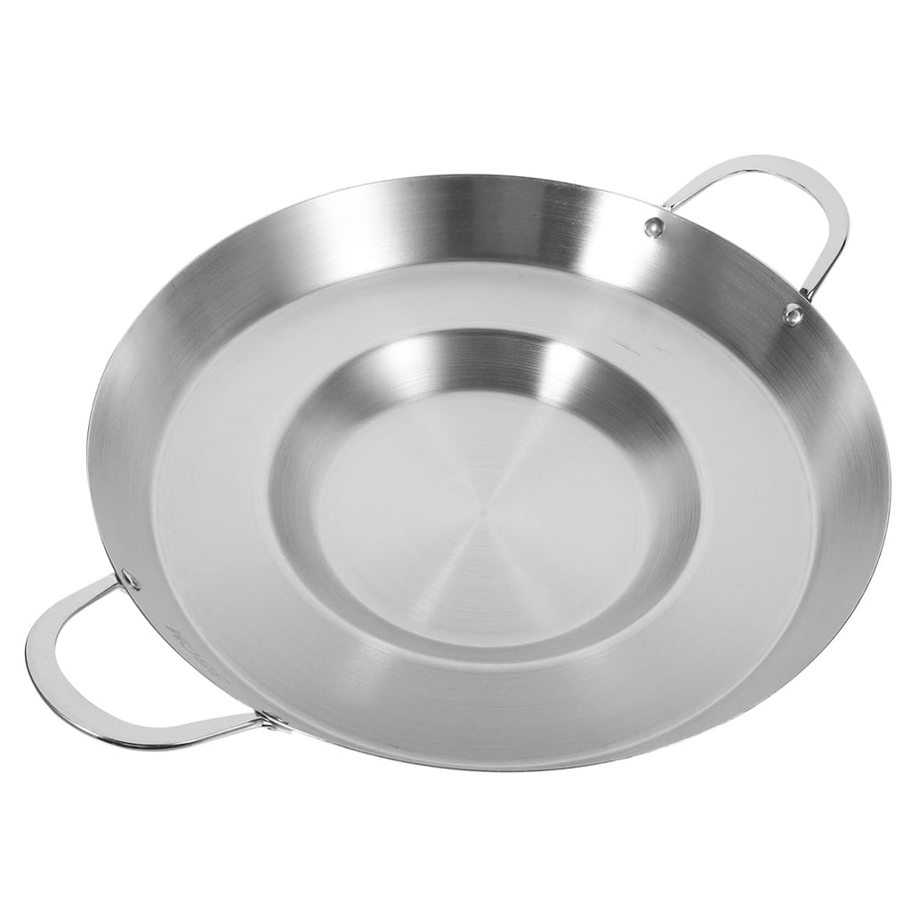 Hemoton 19.7 Inch Stainless Steel Concave Mexican Skillet Pan for Deep Frying and Stir Frying Compatible with Gas and Induction Cookers