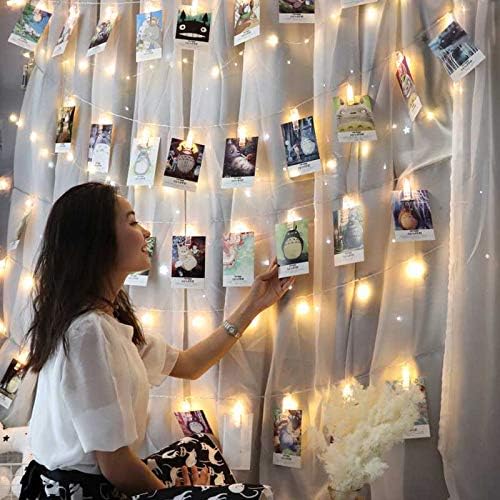 CozyHome - 5.5YD LED Photo String Lights with Clips & Timer Remote | Perfect for Indoor Decor