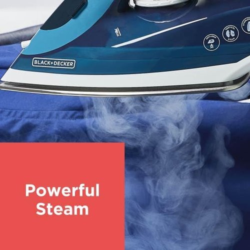BLACK+DECKER Steam Iron - 1200W with Retractable Cord, Vertical Steaming & Anti-Drip Design