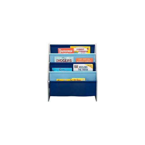 Delta Children Sling Book Rack Bookshelf for Kids - Easy-to-Reach Storage for Books, Magazines or Coloring Books - Ideal for Playrooms & Homeschooling, Grey/Blue