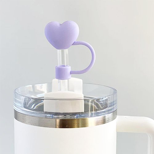 5PCS Heart Straw Topper Compatible with Stanley 30&40 Oz Tumbler Cup, Silicone Straw Covers Cap10mm 0.4in Cute Funny Dust-Proof Reusable Straws Tips Lids,Cute Straws Protector Decorations