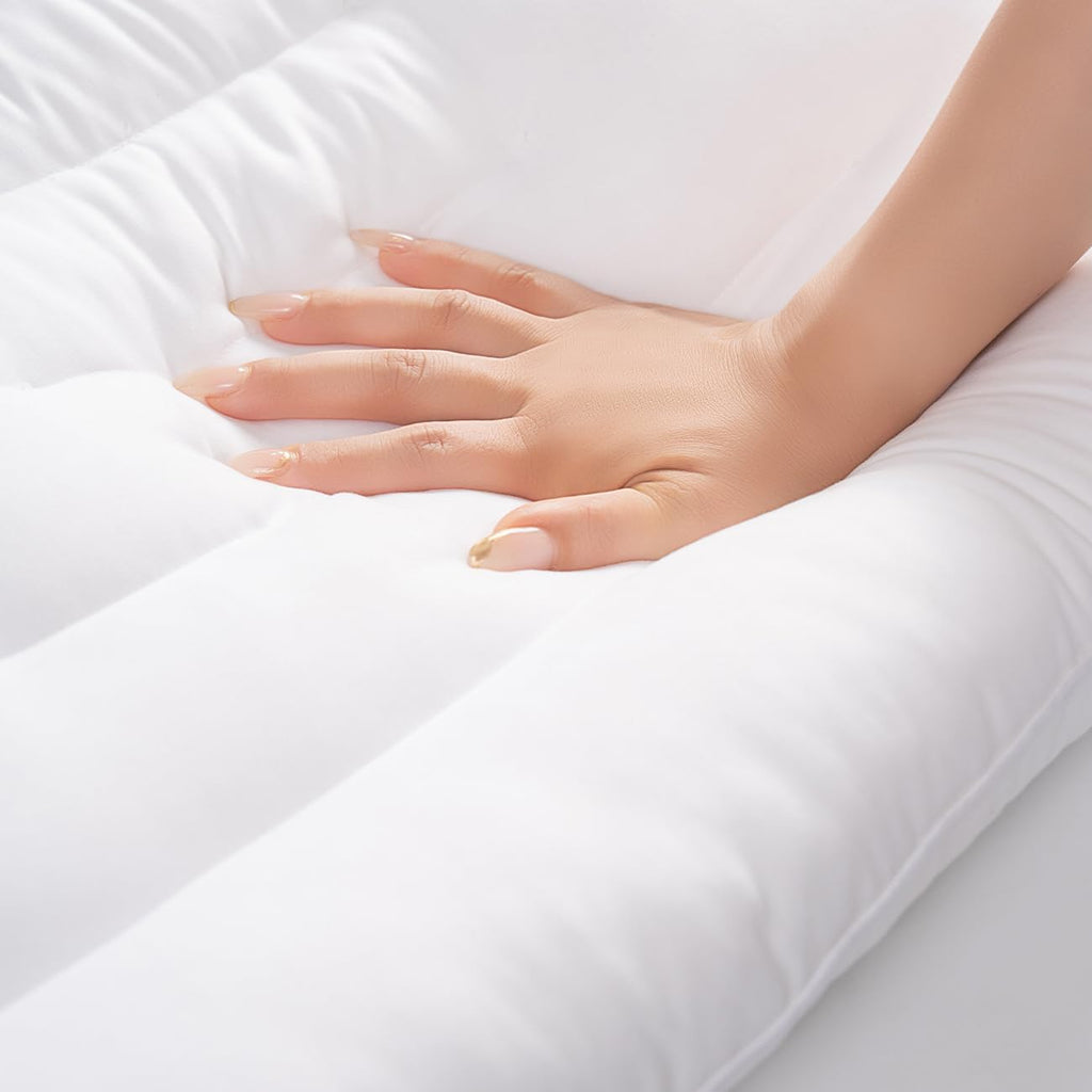 Pozino Flat Thin Pillows for Sleeping - Ultra Low 2.5 Inch Queen Size | Slim Down Alternative for Side, Back, Stomach Sleepers