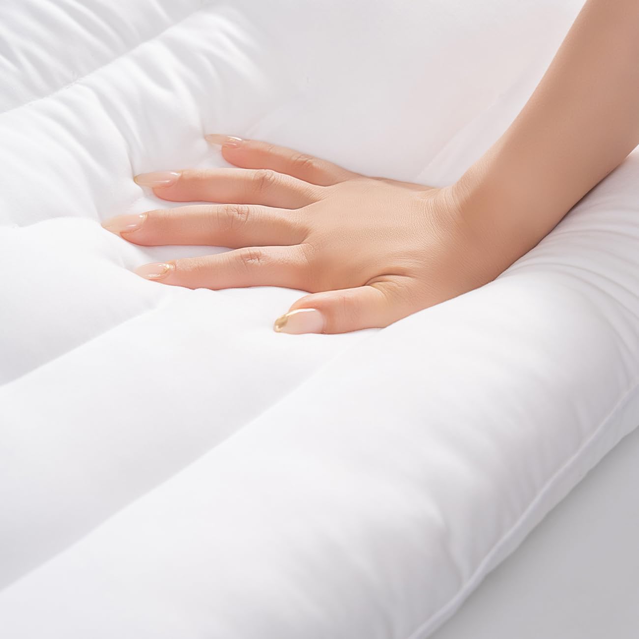 Pozino Flat Thin Pillows for Sleeping - Ultra Low 2.5 Inch Queen Size | Slim Down Alternative for Side, Back, Stomach Sleepers