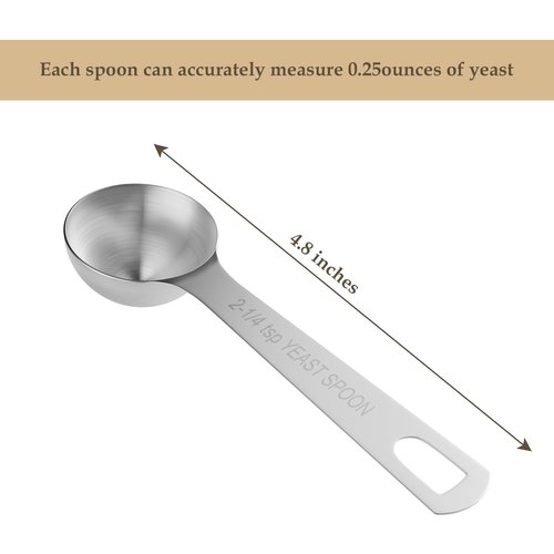 BERYLER 2PCS Yeast Measuring Spoon, Stainless Steel 2-1/4 Teaspoons, 2.25tsp, 0.25 Ounces