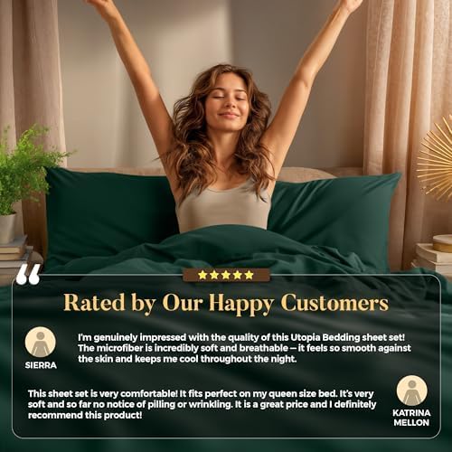 Utopia Bedding Twin Sheet Set - Soft & Breathable Microfiber, 3-Piece Bed Sheets | Emerald Green