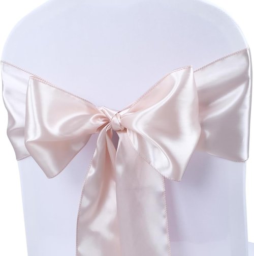 Babenest Satin Chair Sashes - Upgraded 30 Pcs Chair Ribbons & Bows for Weddings & Events | Champagne