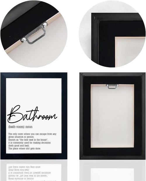 Boswaydeco Bathroom Wall Art - Modern Black and White Toilet Rules Canvas Print | Small Size for Guest Washroom