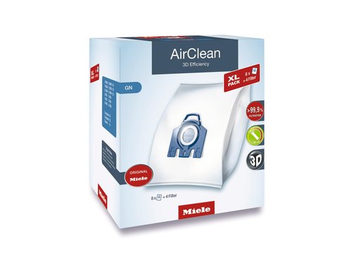 Miele Genuine AirClean XL Pack GN Vacuum Cleaner Bags, 8 Bags Included, for Miele Complete C3, Complete C2, and Classic C1 Vacuum Cleaners