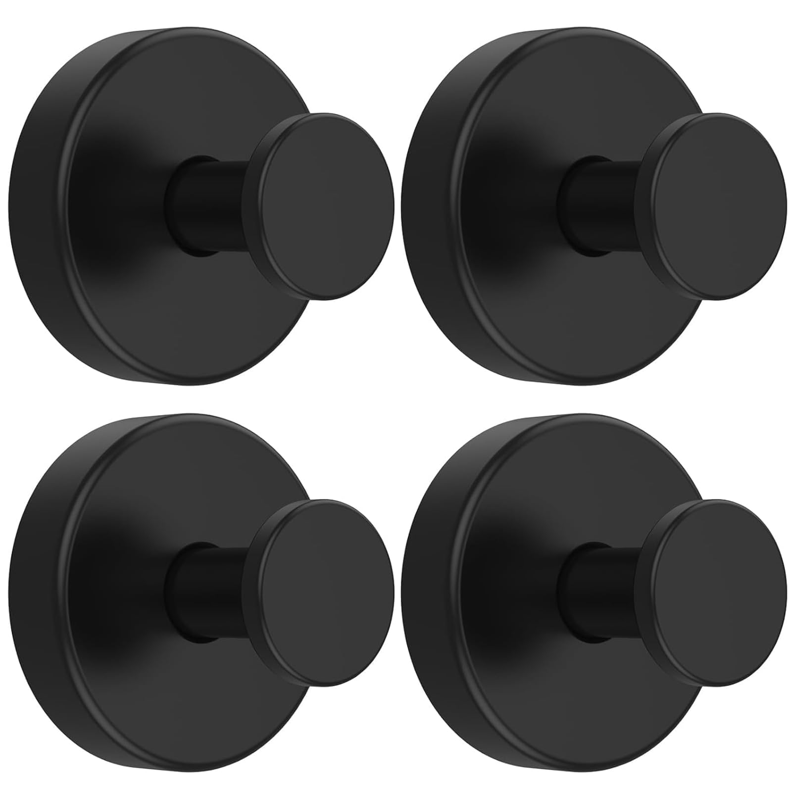 stusgo 4-Pack Matte Black Suction Cup Hooks for Shower, Bathroom, Kitchen, Glass Door, Mirror, Tile, Bath Robe Hook Holder for Hanging – Waterproof & Rustproof Suction Towel Hanger