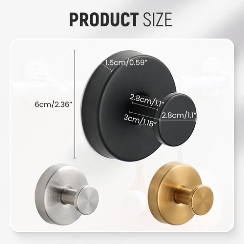 Suction Cup Hooks for Wreaths on Glass, 2025 New Model No-Drill Suction Cup Hooks, Wreath Hangers for Front Doors, Metal Towel Hooks for Showers Bathrooms Mirrors (2, Gold)