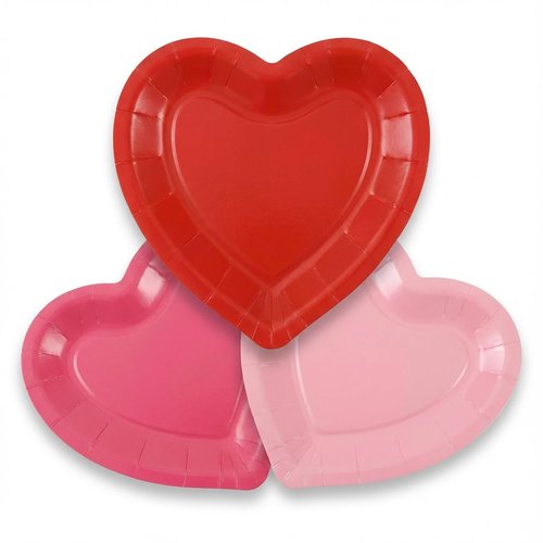 ZKNDRHJO 60 Pcs Valentine's Day Disposable Heart Plates Set,9 Inch Decorative Heart Shaped Plates for Holiday Parties & Special Events Birthdays Weddings and Romantic Dinner Tableware