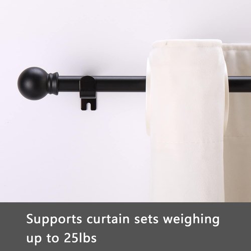 GXOACKJ Black Curtain Rods - Heavy Duty Metal Set for Windows 32 to 48 Inches | 5/8 Inch Diameter, 2 Pack