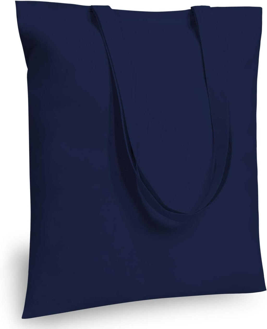 TOPDesign 16"x15" Navy Blue Cotton Tote Bags - 6-Pack Lightweight Reusable Grocery Bags for DIY & Gifts