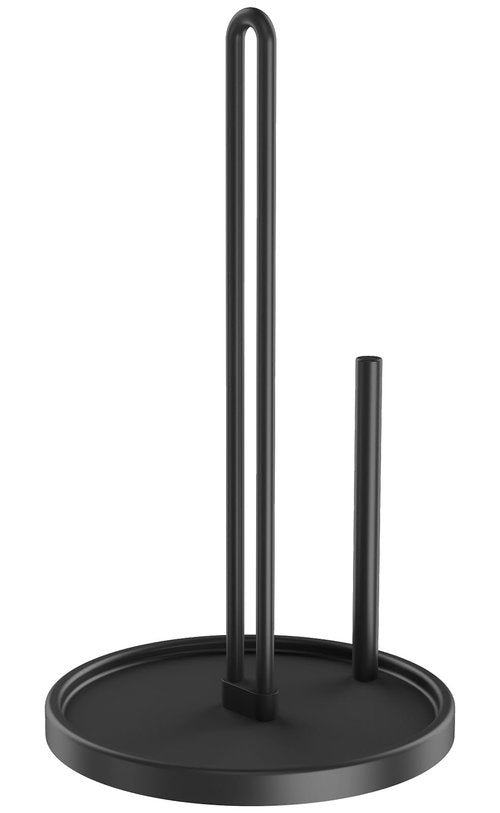Paper Towel Holder Countertop, Freestanding Paper Towel Roll Holder with Weighted Base, Stainless Steel Standing Papertowel Holder for Kitchen, Matte Black