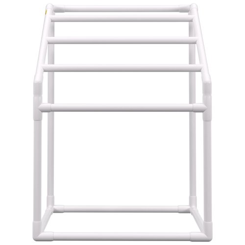 VEVOR Pool Towel Rack, 5 Bar, White, Freestanding Outdoor PVC Trapedozal Poolside Storage Organizer, Include 8 Towel Clips, Mesh Bag, Hook, Also Stores Floats and Paddles, for Beach, Swimming Pool