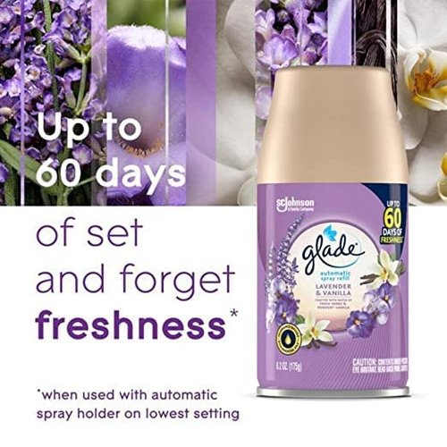 Glade Automatic Spray Refill, Lavender & Vanilla, 6.2 oz, (Pack of 6)