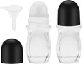 Empty Glass Roller Bottles 2 Pcs Black Clear Empty Glass Essential Oil Roller Bottles Empty Refillable Roll on Glass Bottles with Refillable Containers Tools and Accessories (30ML)