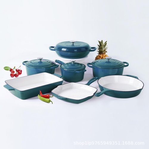 Maldira Enameled Cast Iron Skillet, Non Stick Fry Pan, Induction Compatible (Peacock Blue, 10 inch)