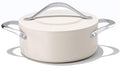 CookinCraze Stock Pot 4.5qt Dutch Oven Pot with Lid (9.5"x 4") Nonstick Ceramic Coated Cooking Pot Even Heat Distribution for Braising, Baking Bread & Soups, Compatible for All Cooktops, Cream