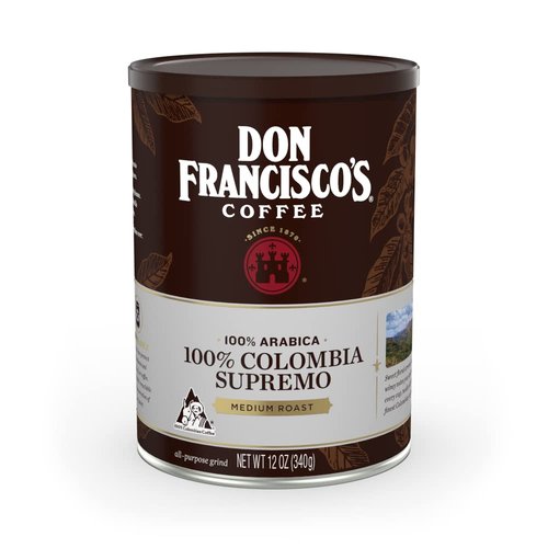 Don Francisco's 100% Colombia Supremo Ground Coffee - Rich & Aromatic Arabica Beans | Family Crafted 12 oz Can