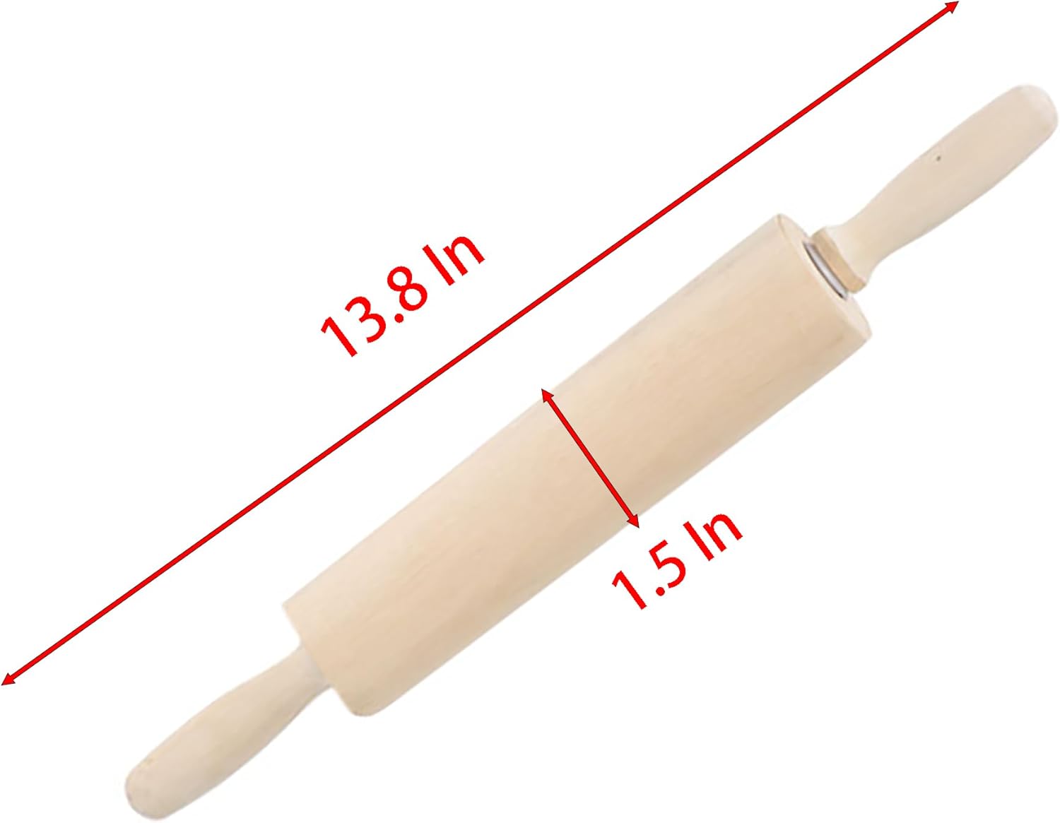 Skiennix 13.8 Inch Wooden Rolling Pin - Perfect for Baking Bread, Pizza, Cookies, and Noodles