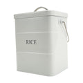 Xbopetda Metal Rice Storage Box, Square Rice Container with Lid and handle, Sealed Food Storage Bin for Kitchen, Countertop Organizer Jar for Rice Flour Soybean Grain Cereal-White