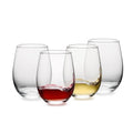 OUWO Stemless Wine Glasses Set of 4, 18oz Red White Wine Glasses,Lead-free Wine Glasses for Home, Party, Wedding, Ideal Wine Accessories Gift,Clear