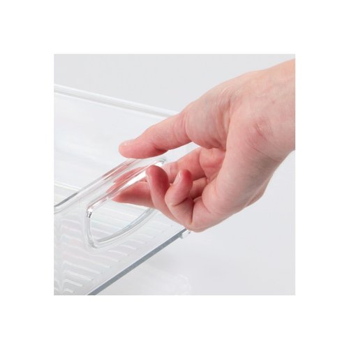 mDesign Small Plastic Kitchen Storage Container Bin with Handles - Organization in Pantry, Refrigerator or Freezer - Food Organizer for Fruit, Yogurt, Squeeze Pouches, Ligne Collection, 8 Pack, Clear