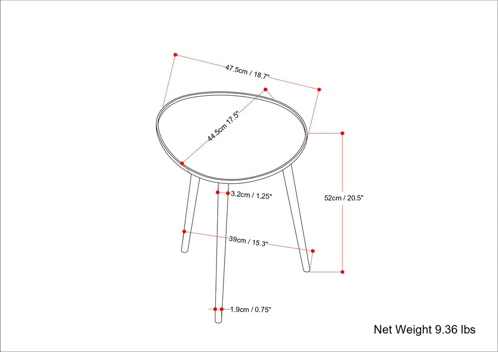 SIMPLIHOME Tanner Mid Century Modern 19 Inch Wide Metal Side Table in Gold, For the Living Room and Bedroom