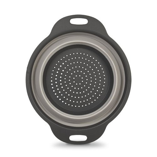 Glad Collapsible Colander Strainer - 2L | Small Pasta Drainer for Kitchen, Vegetables, and Fruit | Round Plastic Foldable Draining Basket for Easy Storage,Grey