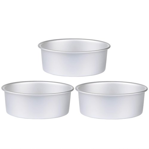 HomeMall 6 x 3 Inch Round Cake Pan Set of 3, Aluminum Baking Pans for Layer Cakes, Birthday Anniversary, Heavy Duty Non-Stick & Oven Safe, Commercial Grade Baking Tools for Home Kitchen