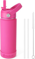 Fimibuke Kids Insulated Water Bottle - 18oz BPA-Free Stainless Steel Tumbler with Straw | Leak-Proof Magenta