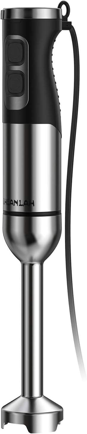 Skiennix 1000W Immersion Blender - Powerful Handheld 25-Speed with Heavy-Duty Copper Motor | Silver