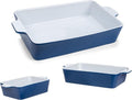Nat & Jules Ceramic Stoneware Baking Dishes Set of 3 - Nested Blue, 12 x 8 Inches