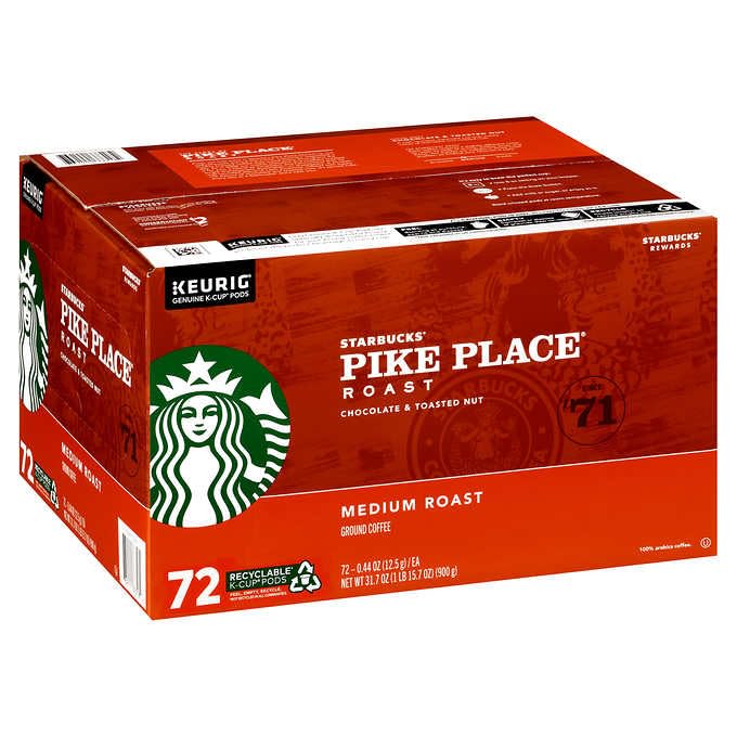 Starbucks Pike Place Medium Roast K-Cup Pods - Rich Flavor | 72 Count Pack