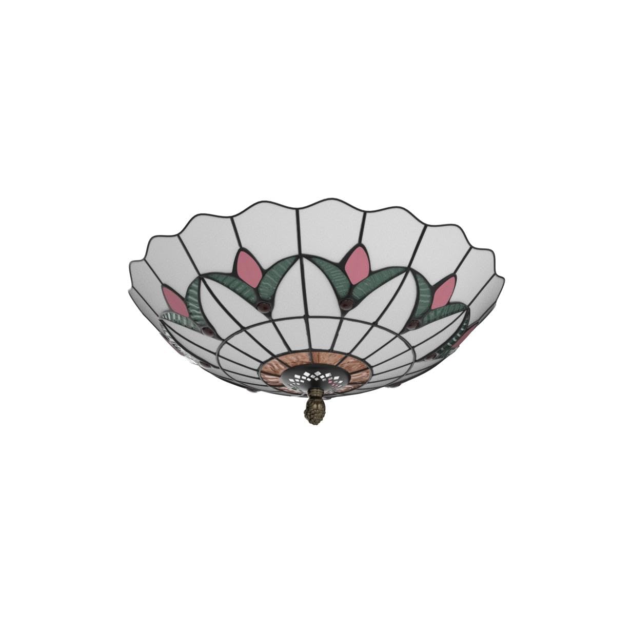 Skyweel Tiffany Style Ceiling Light Vintage Stained Glass Flush Mount Ceiling Lighting Fixtures Lamps (12 Inch W)