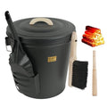 Annie Garden Ash Bucket with Lid and Shovel, Hand Broom and Stick, 5.2 Gallon Large Metal Ash Bucket for Fireplace Tools Set, Fire Pits, Wood Burning Stoves, Indoor and Outdoor, Camping, Grill, Black