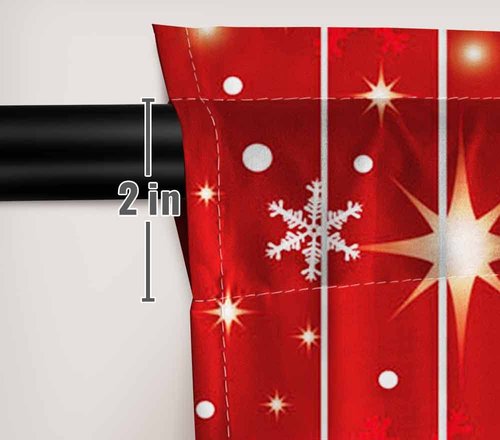 Funnytree Red Christmas Window Curtain Kids Winter Xmas Glitter Bokeh Print Curtains Home Decor Rod Pocket Darkening Drapes for Bedroom Living Room 82 in x 84 in
