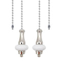 Dotlite Ceramic Ceiling Fan Pull Chain Set, 2pcs White Decorative Pendant Extension, 12 Inches Lighting & Beaded Ball Cord Extender Ornament With Connector