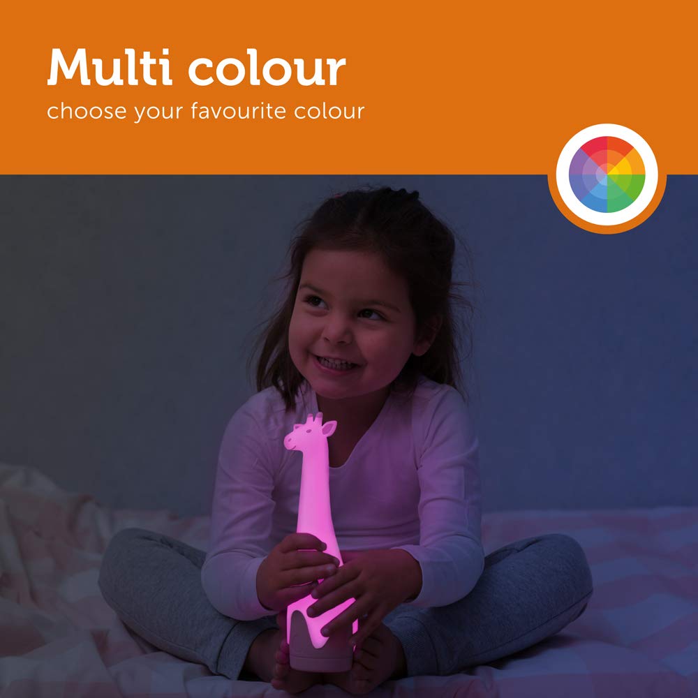 Zazu Kids Nightlight Torch Flashlight Giraffe Toy - Kids LED Cordless Pink Lamp, Bedside Light, Multiple Color Options, Auto Shut-Off - Gina The Giraffe