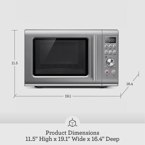 Breville BMO650SIL Microwave Oven - Compact Wave Design with Soft Close Feature | Silver Finish