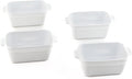 Souper Cubes | Premium Stoneware Baking Dishes - 5" x 3" Mini Ceramic Set of 4 with Silicone Covers - Made in USA