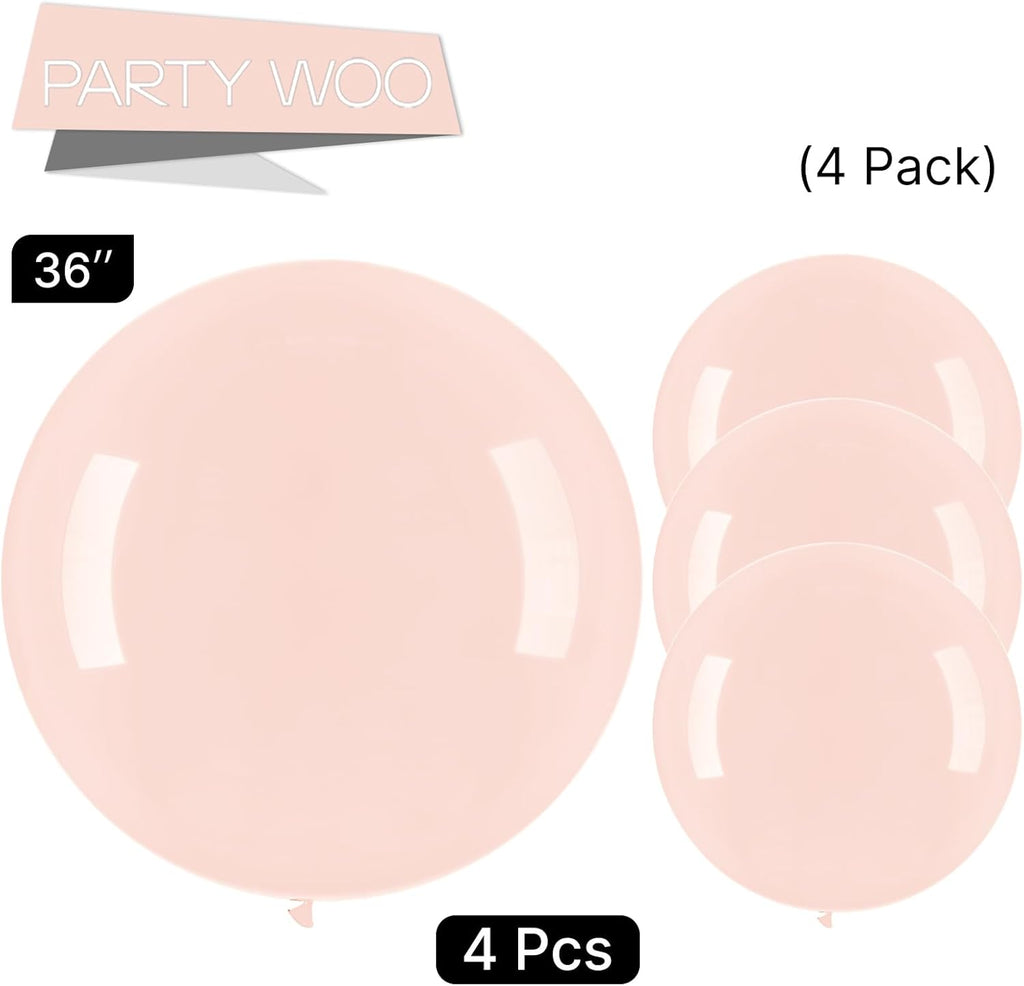 PartyWoo Pale Pink Balloons - 36 Inch Latex Helium Balloons for Birthday & Baby Shower Decor