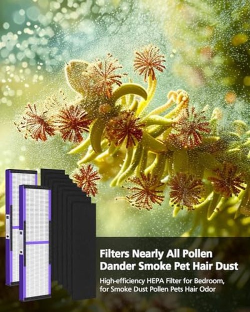 FLT5250PT HEPA Air Purifier Replacement Filter C with Pet CARE Treatment for G-Guardian AC5250PT, AC5000E, AC5300B, AC5350W, AC5350B, CDAP5500 2 Purple Pet Care HEPA with 8 Carbon Pre-Filters