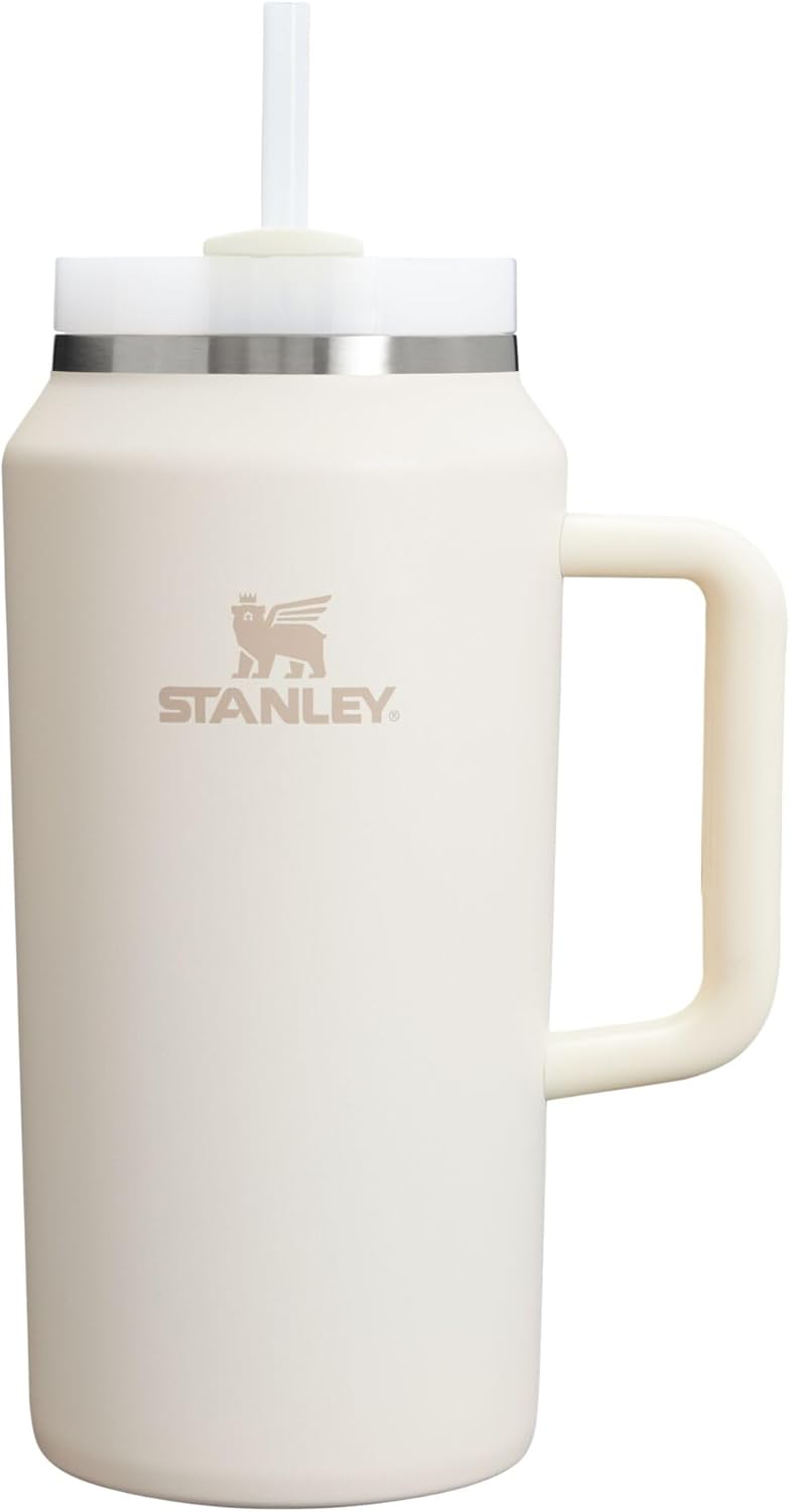 STANLEY Quencher H2.0 Tumbler - 64 oz Insulated Stainless Steel Cup with Handle & Straw | BPA-Free Cream 2.0