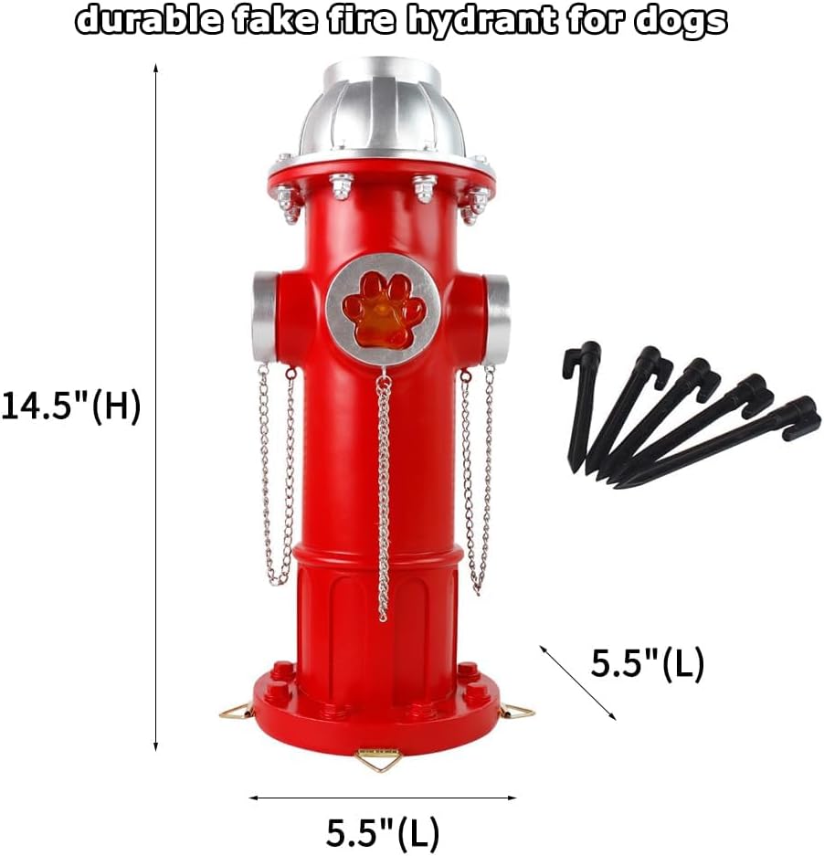 Skiennix Fake Fire Hydrant Statue - Solar Light with Glowing Paw Prints for Garden Decor | 14.5" Tall