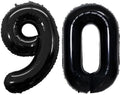 GOER 90th Birthday Balloons - 42 Inch Jumbo Black Foil Helium Decorations for 90th Anniversary