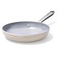 CookinCraze Nonstick Ceramic Frying Pan 8 inch for All Cooktops, Healthy Non Toxic Egg Pan for Easy Flipping, PTFE/PFOA/PFAS Free, Even Heat Distribution Oven Safe up to 500°F, Stay-Cool Handle, Cream