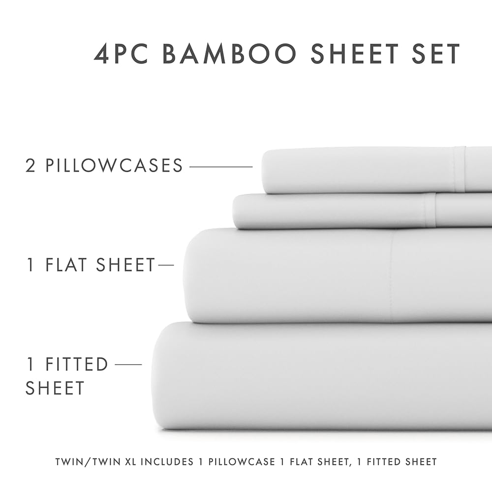 Linen Market - Queen Sheets - Cooling Bed Sheets Set - Deep Pocket Up to 16" - Breathable & Soft Bed Sheets & Pillowcases - Hotel Luxury Silky Soft - Queen Size Bed Sheets Set - 4 Piece, Light Gray